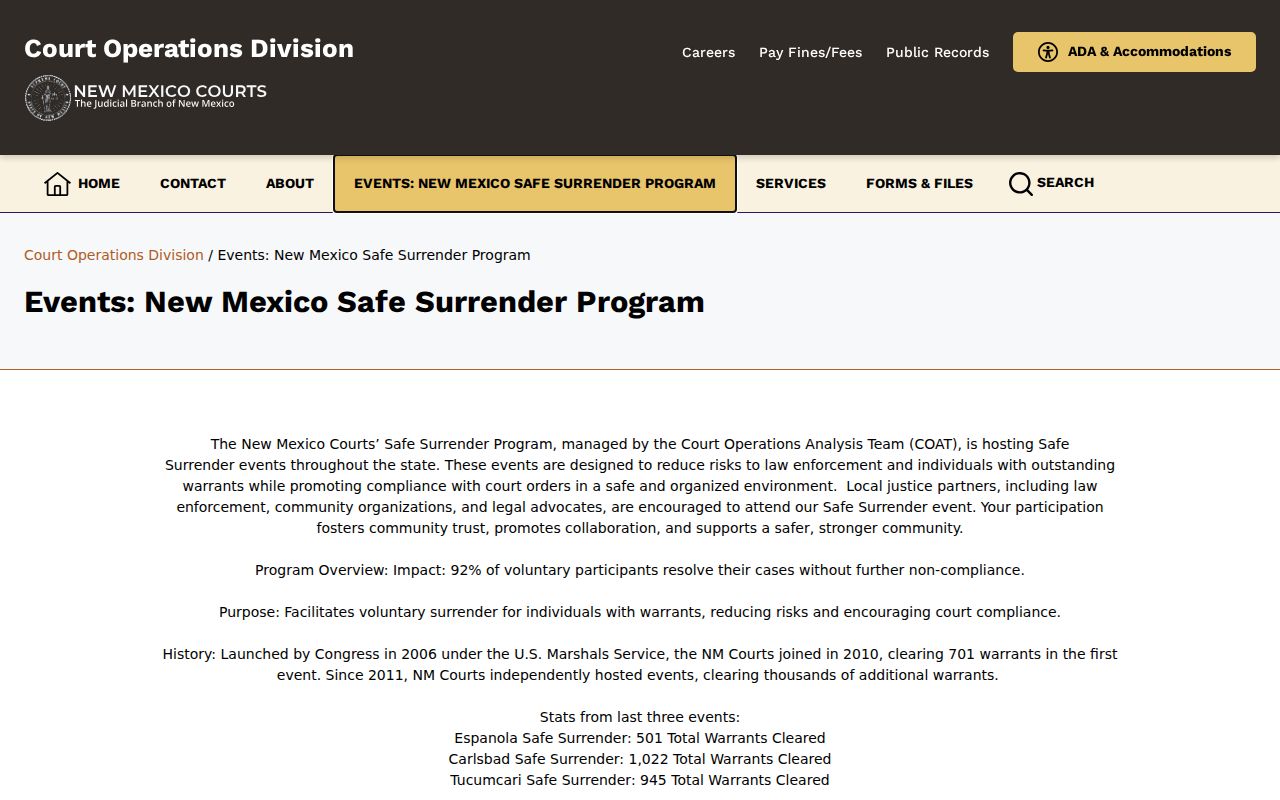 Catron County most wanted records statewide Safe Surrender program page