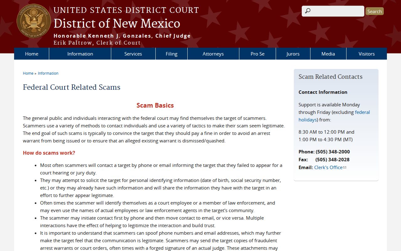 Catron County arrest warrant records federal court safety notice