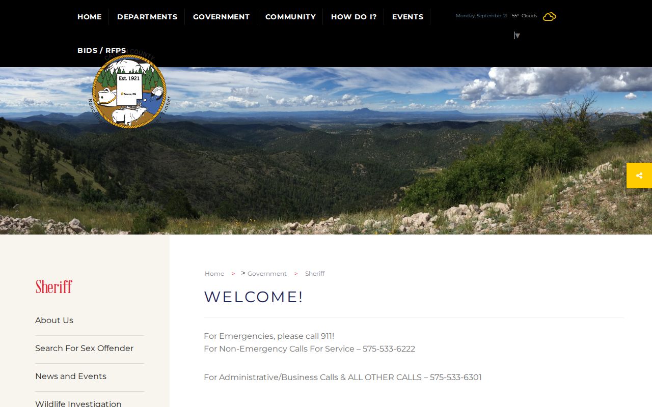 Catron County warrant records sheriff contact page